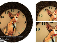 Часы из кофе с кошкой